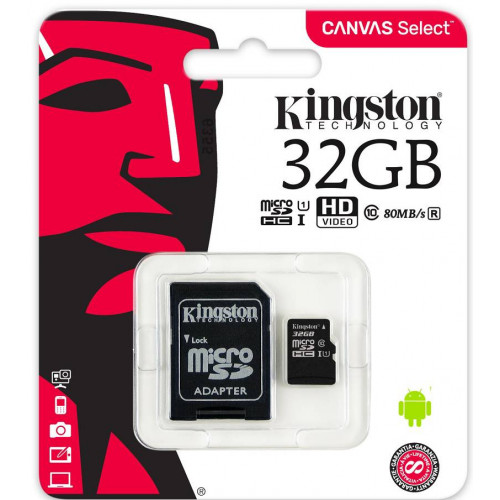 Kingston 32GB microSD memóriakártya + SD adapter (új)