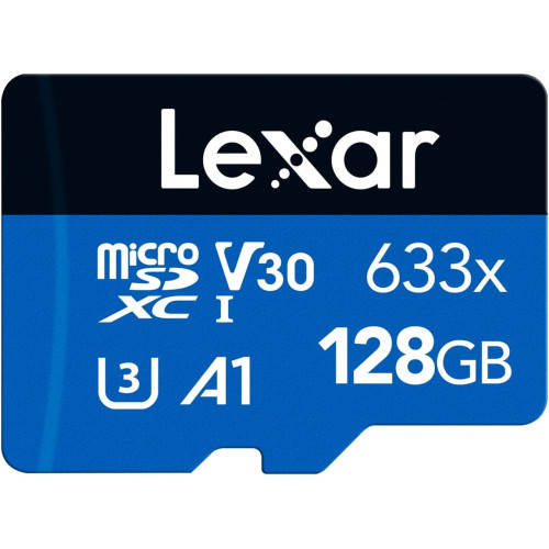 Lexar 633x microSDXC UHS-I A1, Class 10, U3, V30 microSD memóriakártya + adapter  [128Gb]