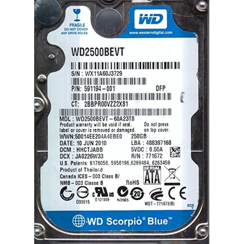 Western Digital Scorpio Blue WD2500BEVT 250GB  2,5" HDD