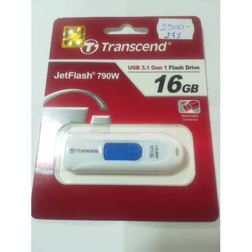 Transcend Pendrive 16GB Jetflash 790W, USB 3.1 Gen 1 fehér
