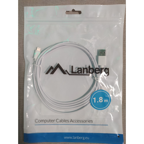 Lanberg Lightning töltő/adatkábel [fehér, 1,8m]